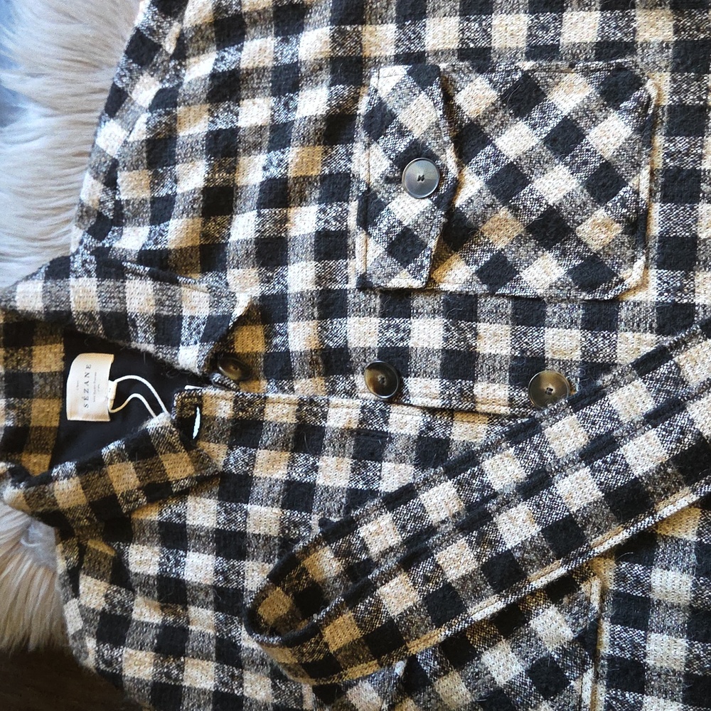 Nwt! Sezane Delfina Dress Black And White Checks Wool/alpaca/mohair - Picture 7 of 13